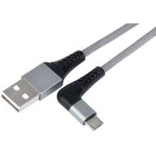 კაბელი Cable 2E USB 2.0 to Micro USB right angle Round fabric, 1m