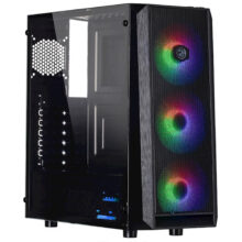 კომპიუტერის ქეისი 2E GAMING Computer case OBERON (GX912) MidT,1xUSB 2.0,1xUSB 3.0,3x120mm LED, acrylic (side panel),without PSU, black