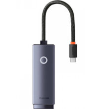 ადაპტერი Baseus Lite Series Ethernet Adapter Type-C to RJ45 LAN Port 1000Mbps Alum Alloy WKQX000313 Grey