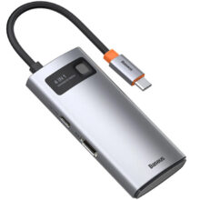 ადაპტერი Baseus Metal Gleam Series 4 in 1 Multifunctional Type-C HUB Docking Station CAHUB-CY0G Grey